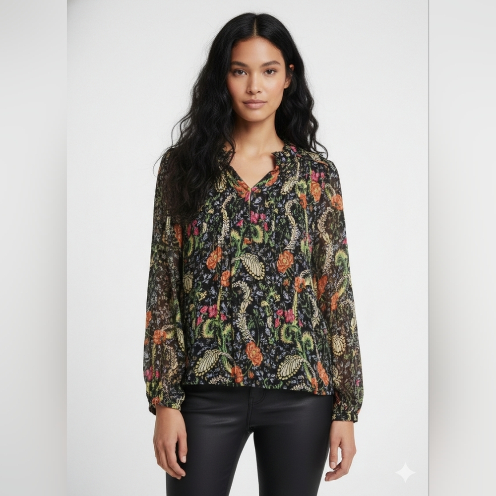 Anthropologie Danae Sheer Classic Buttondown Blouse Size M - Picture 1 of 11